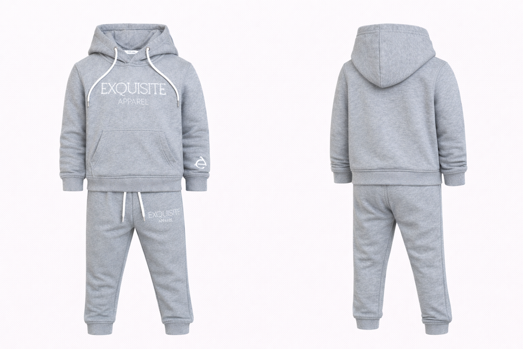 Exquisite Apparel Kids Grey Jogger Sets (Hooded)