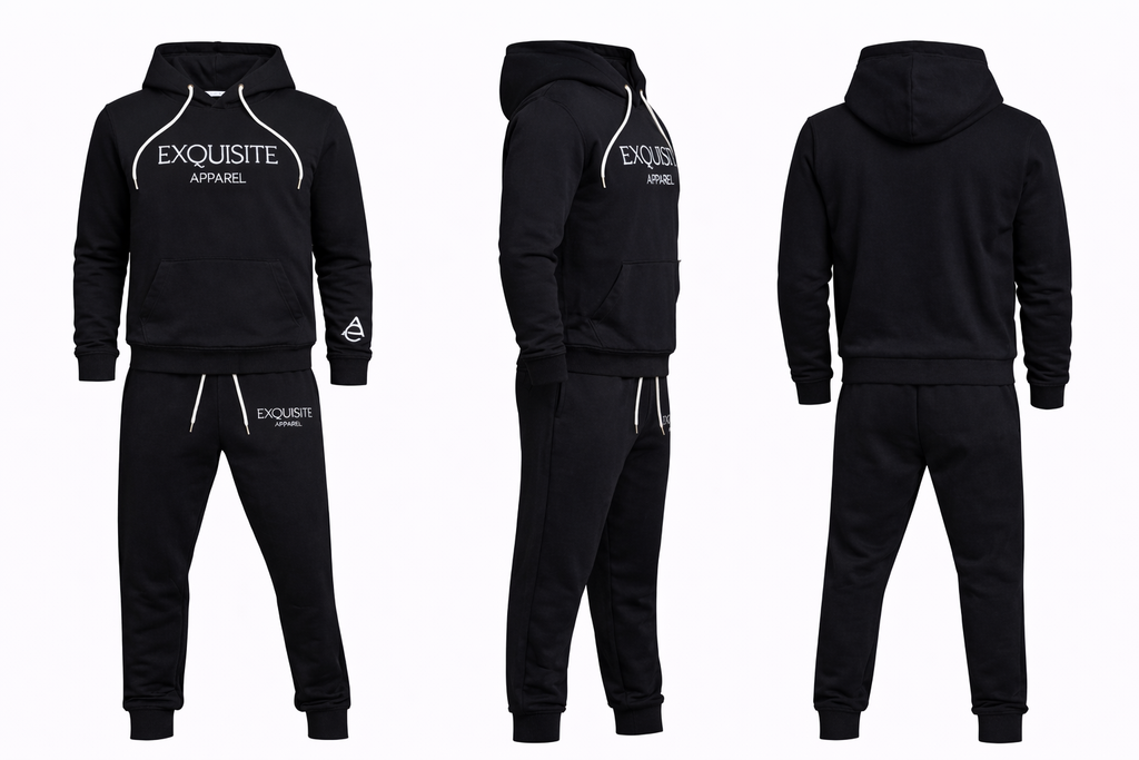 Exquisite Apparel Adult Black Jogger Sets (Hooded)
